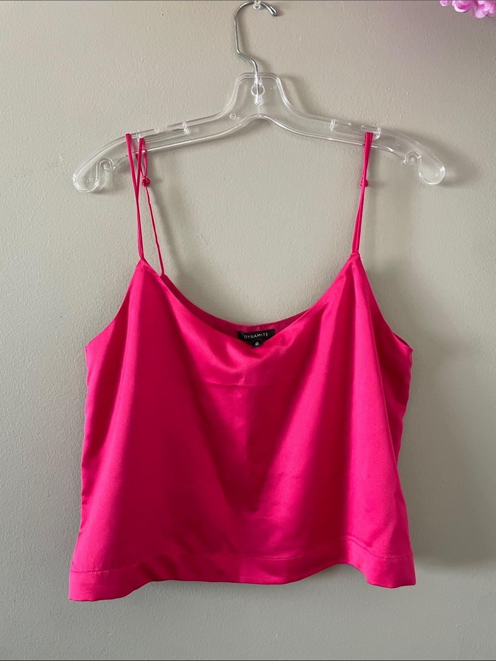 Dynamite Bright Pink Satin Cami with Adjustable Straps